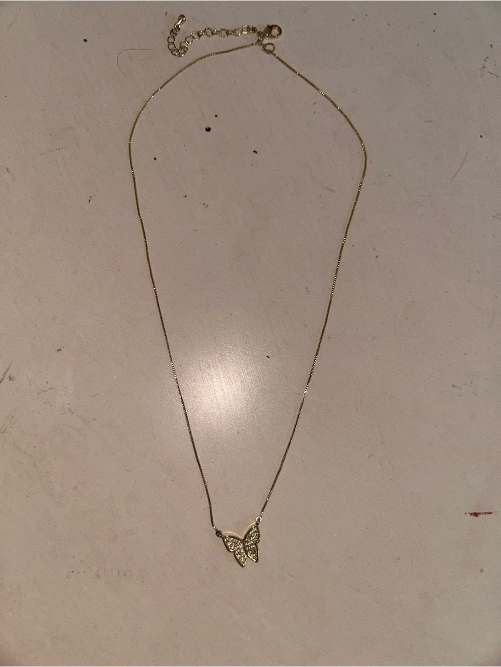 Delicate Gold Butterfly attached online Pendant Necklace  Women Jewelry silver